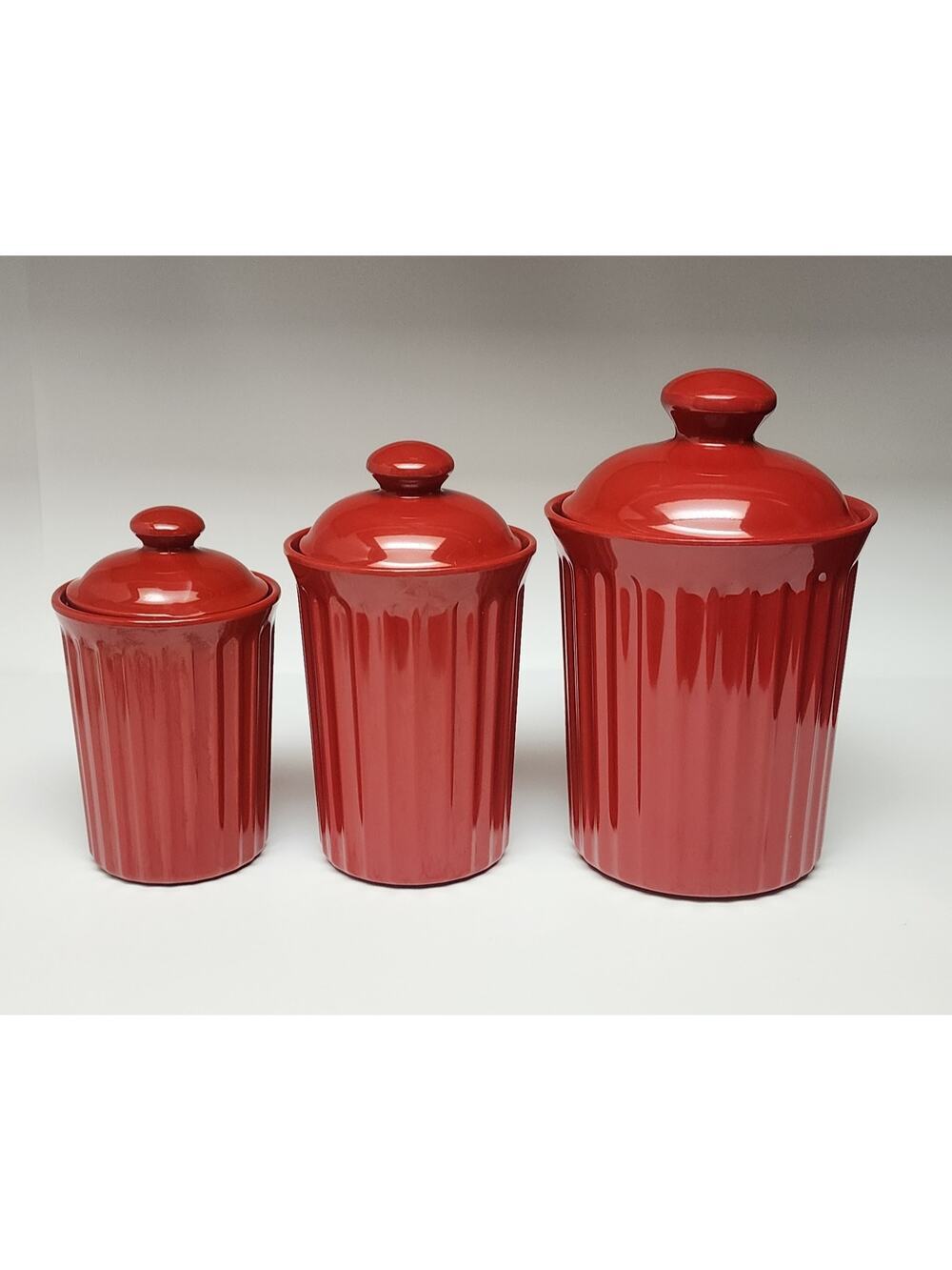 3-Piece Plastic Vintage Canister Set Kitchen Storage with Lids ead-Free Glaze